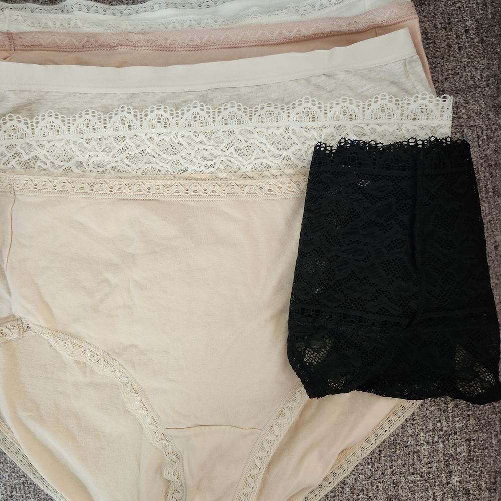 NEW SIX Pair Soma Lace Trim Panties - Black, Nude, Adobe Rose